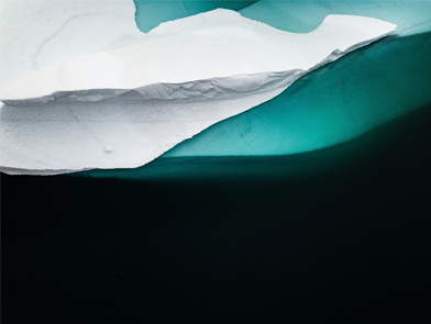 Vue aérienne d'un glacier 